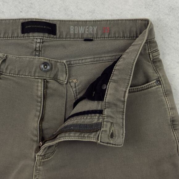 John Varvatos USA Bowery Slim Straight Jeans 33 Khaki Stretch Men’s Designer - Picture 10 of 11